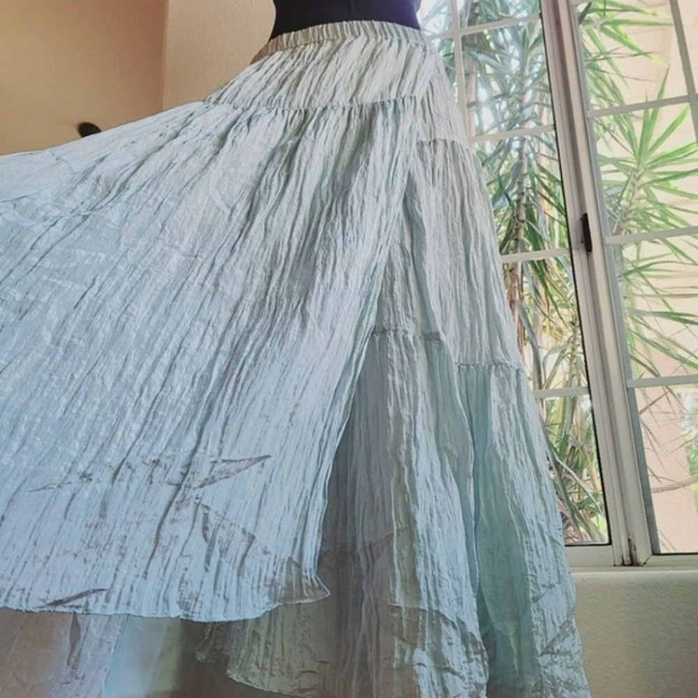 🍒NWT🍒 VINCE MINT GREEN CRINKLED SATIN MIDI SKIRT